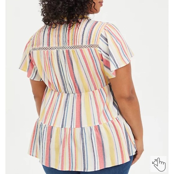TORRID BABYDOLL TUNIC RAYON MULTI STRIPE TOP SIZE 2X NWT - Picture 4 of 5